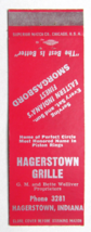 Hagerstown Grille - Hagerstown, Indiana Restaurant 20 Strike Matchbook Cover IN - £1.37 GBP