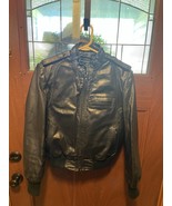 RARE! VINTAGE BERMANS Black Leather Motorcycle Jacket biker punk Size 8 - $746.38 MXN