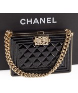 Chanel Boy Miniaudiere in Black Patent Calfskin Hard Bag on Chain - $4,853.35 CAD