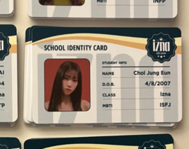 CHOI JUNGEUN offizielle authentische ID Fotokarte IZNA [N/a izna Ver.] Kpop - $6.98