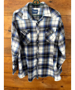 Wrangler Western Mens Shirt 2XL Blue Plaid Pearl Snap Long Sleeve Rodeo ... - $268.83 MXN