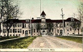 Vtg Postcard 1912 High School - Winthrop Minnesota - £3.99 GBP