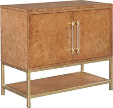 Nightstand Chest Steuben Contemporary Burled Wood Lucite Gold Base Hidden Drawer - £1,369.70 GBP