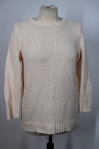 J Crew M Cream Cotton Linen Knit Twisted Stitch Pullover Sweater 84375 - £20.91 GBP