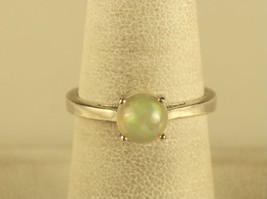 Vtg Sterling Signed STS Round Ethiopian Opal Stone Designer Solitaire Ring 7 1/4 - £34.95 GBP