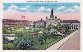 Jackson Square New Orleans Louisiana LA Postcard Pontalba Cabildo Cathedral A03 - £2.39 GBP