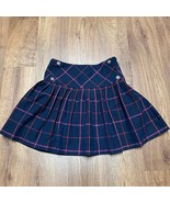 Jacadi Girls Tartan Pleated Skirt Navy Red Pink Plaid Buttons Size 12A/1... - $31.68