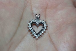 Fine 14K White Gold Diamond Cluster Open Heart Pendant Charm (0.40ct T/W) - £336.26 GBP