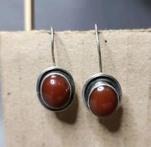 Dangle Drop Earrings Vintage Sterling Silver Carnelian Pierced .925 Sout... - £22.28 GBP