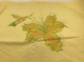 Martex Pillow Case Pair 2 Hummingbird Flower Printed MCM Vintage 1970s - £27.40 GBP