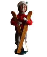 Byers Choice Carolers 1995 Boy Child Holding Wooden Skis 10&quot; - $532.59 MXN