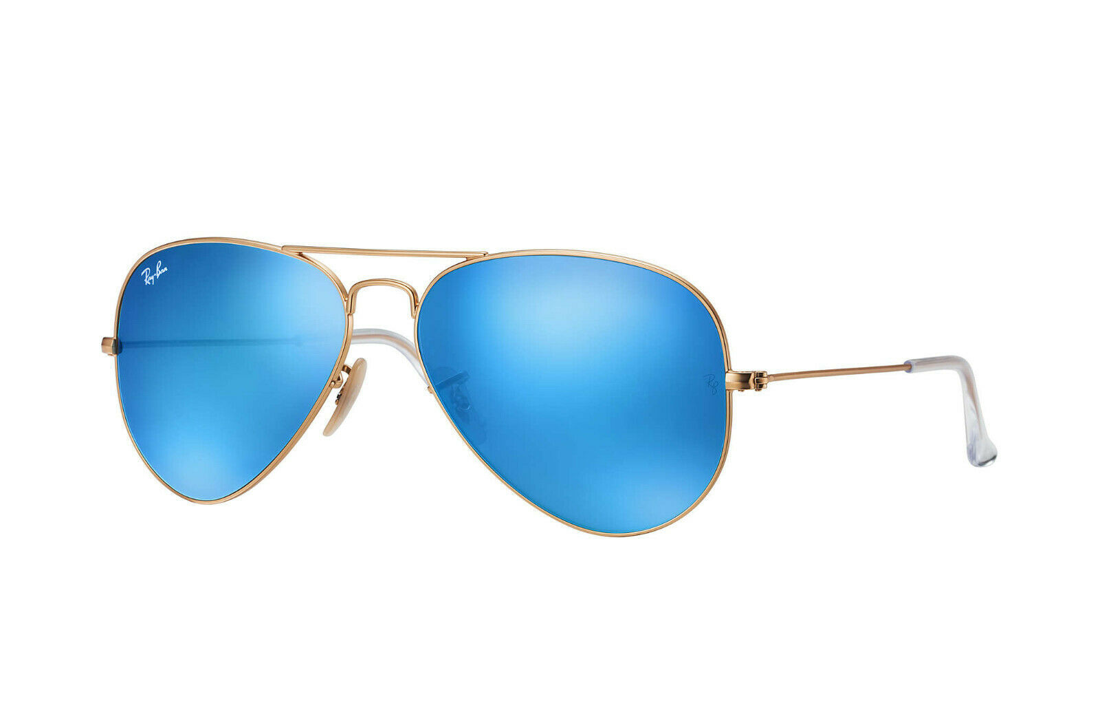 New Ray Ban Aviator Sunglasses RB 3025 112/17 55mm Matte Gold w/Grey Blue Mirror - $137.15