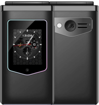 Hamtod T8 4G Us Quad-Core 2.8"+1.77" Dual Screen Lte Bt Sos Otg Flip Phone Black - $89.99