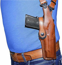 Fits CZ P-09 4.5”BBL Leather Vertical Shoulder Holster Double Magazine #1502# RH image 3