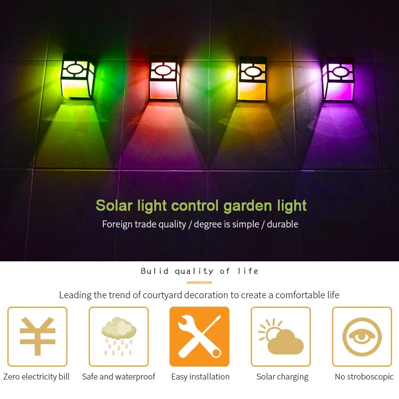 Outdoor LED Solar Light Sensor Garden Decoration Fence Wireless Powered Solar - £16.49 GBP