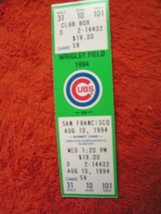 MLB 1994 Chicago Cubs Ticket Stub Vs. San Francisco Giants 8/10/94 - £2.74 GBP