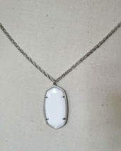Kendra Scott Milk Glass White Long Pendant RAE Necklace Silverplate - £32.04 GBP