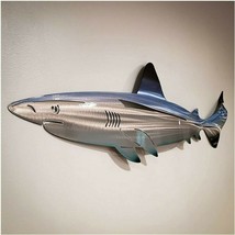 Shark Metal Wall Art Decor Ocean Fish Decoration For Patio Pool Wall Ornament-Us - £12.87 GBP