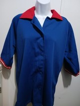 Vintage Ladies Red White And Blue Bowling Shirt Womens Size M Medium Made In USA - £23.73 GBP