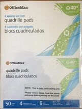 Graph Paper 4 Squares Per Inch Quadrille Pads,8-1/2"x 11",50 Sheets Ea-1... - $11.76