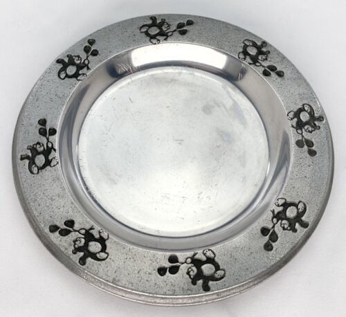 Primary image for Pewtarex 5.75" Pewter Bear w Balloons Dinner Plate Tray Platter Colonial York PA