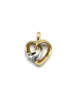 Fine 14K Yellow/White Gold inlay Puffed Swirl Heart Pendant Charm 1.9 grams - $225.00