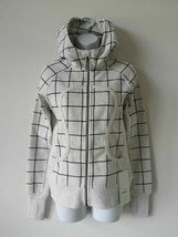 NWT LULULEMON White Grey Grid Classic Soft Cotton Fleece Scuba Hoodie Jacket 6 - £95.46 GBP