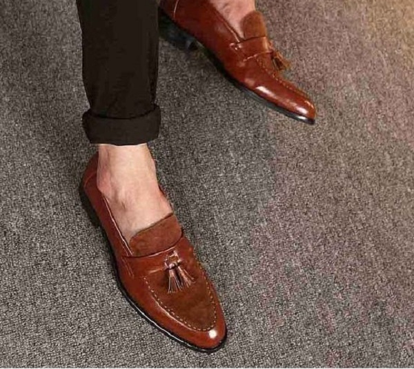 NEW Handmade Men Brown Tassels Shoes, Men Brown Moccasins Shoes, Shoes For Mens