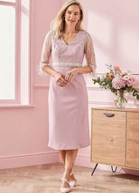 KALEIDOSCOPE Pink Sequin Feather Shift Dress  UK 16   (fm55-3) - $67.75