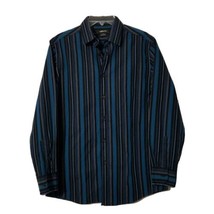 Claiborne Button Up Collared Dress Shirt ~ Sz S ~ Teal &amp; Black ~ Long Sl... - $13.49
