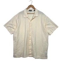 Greg Norman Shirt Mens 2XL Yellow Linen Cotton Short Sleeve Button Up Golf - $17.81