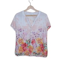 Spense | Floral Print Short Sleeve Blouse Womens Size Medium - £19.02 GBP