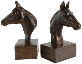 A&amp;B Home Brown Stone Look Horse Head Bookend Set - £47.71 GBP