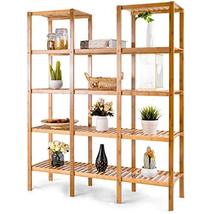 BESTGOODSHOP Bamboo Wood 4-Shelf Bookcase Plant Stand Shelving Unit - £149.45 GBP