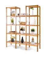 BESTGOODSHOP Bamboo Wood 4-Shelf Bookcase Plant Stand Shelving Unit - £143.11 GBP