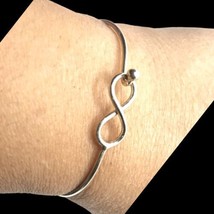 sterling silver dainty infinity hook-on bangle bracelet Size 6” - £35.59 GBP