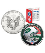 NEW YORK JETS 1 Oz American Silver Eagle $1 US Coin Colorized NFL LICENSED - £66.14 GBP