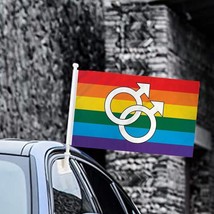 Rainbow Double Mars Pride 12X18 Inch 12&quot; x 18&quot; Car Flag With Heavy Duty ... - $5.35