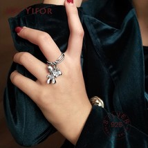 925 Sterling Silver Smooth Rings For Women bear tassel Jewelry Beautiful Finger  - £6.81 GBP