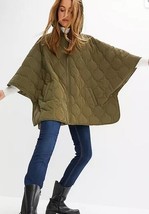 BON PRIX Zip Through Quilted Poncho in Olive One Size (ccc344) - £23.84 GBP