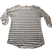 Divided H&amp;M Basic 3/4 Sleeve T-Shirt Size M Gray &amp; Black Stripe Sweatshirt - £7.41 GBP