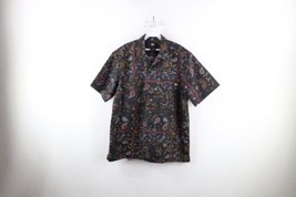 Vtg Dickies Mens L Spell Out All Over Print Paisley Short Sleeve Button ... - £39.07 GBP