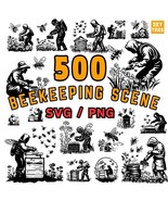 Beekeeping Scene Clipart SVG Png, Honeybee Farm Silhouette, Beekeeper Sv... - €2,54 EUR