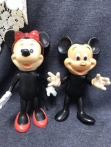 Vintage Mickey Mouse &amp; Minnie 7 1/2&quot; Tall Doll Vinyl &amp; Plastic Disney - £8.57 GBP