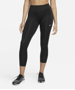 NIKE DRI FIT WOMEN&#39;S FAST RUNNING MID RISE CROP TIGHTS BLACK Sz Small - €25,46 EUR