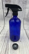 Glass Spray Bottle Blue 16oz Glass Spray Bottle With Screw On Lid/Top - £11.15 GBP