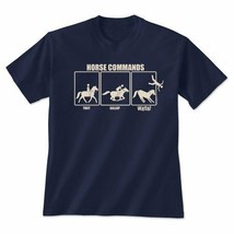 Horse Commands T shirt Unisex S M 2XL New NWT Cotton Navy Blue Equestrian - £16.22 GBP