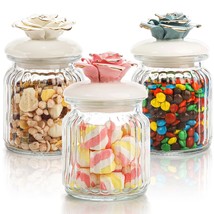 3 Pack Glass Jars With Airtight Lid, 10 Oz Clear Glass Canister, Glass Candy Jar - $37.99