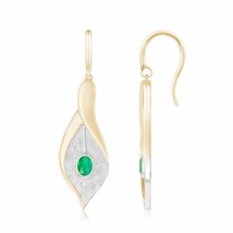 Natural Emerald Oval Drop Earrings for Women in 14K &amp; Gold (Grade-A , 4x3MM) - £409.27 GBP