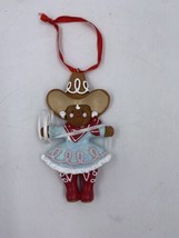 Gingerbread Cowgirl Christmas Ornament Glitter Dress Cowboy Hat Lasso Western - £7.40 GBP